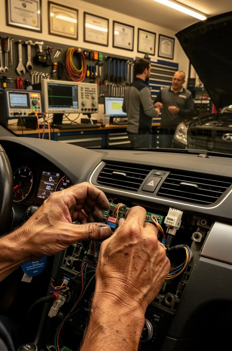 Pantalla de ordenador mostrando software de diagnóstico automotriz con datos en tiempo real